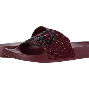 MICHAEL KORS GILMORE DARK BERRY MK LOGO POOL SLIDES US 10M